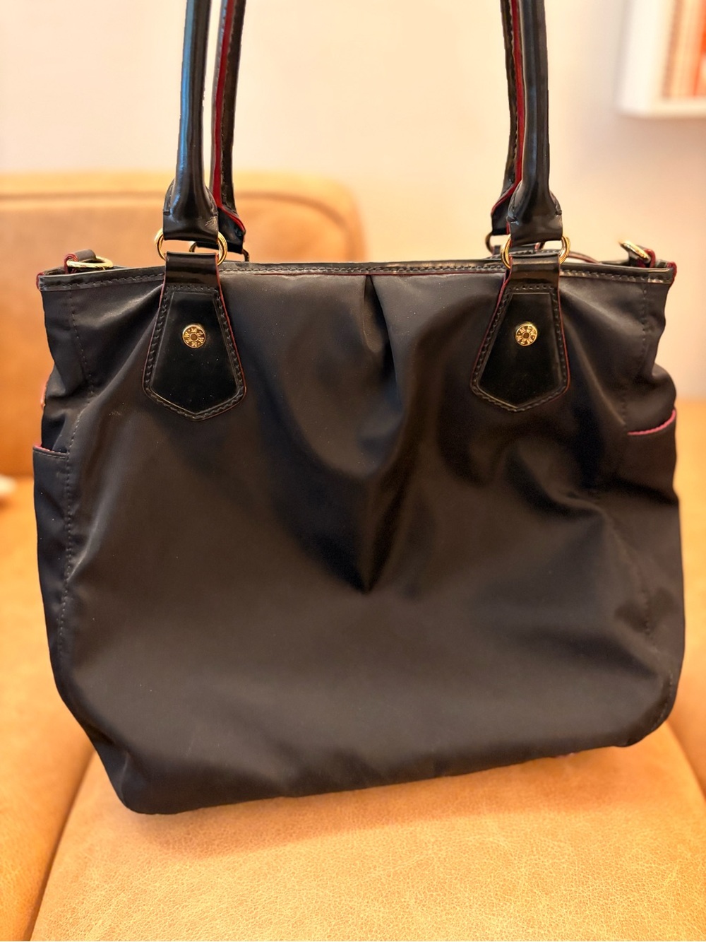 MZ Wallace Black Shoulder Bag with Pink Trim